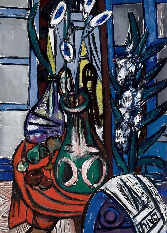 Abstract Still Life with Vases and Plants