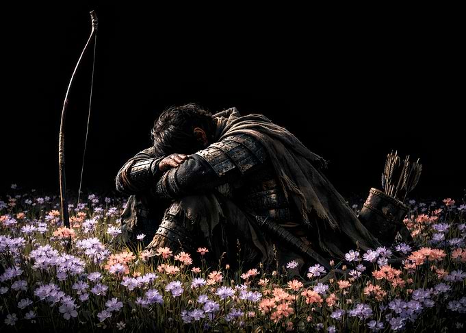 Warrior in Field of Flowers