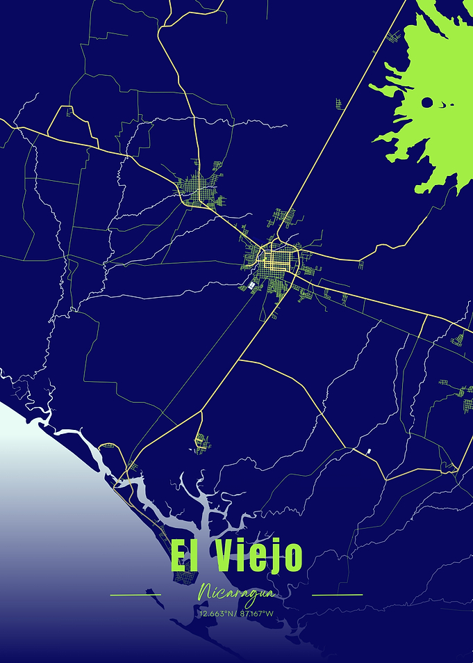 El Viejo, Nicaragua Map Art