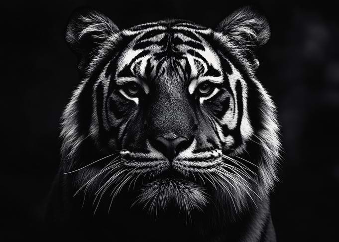 Monochrome Tiger Portrait