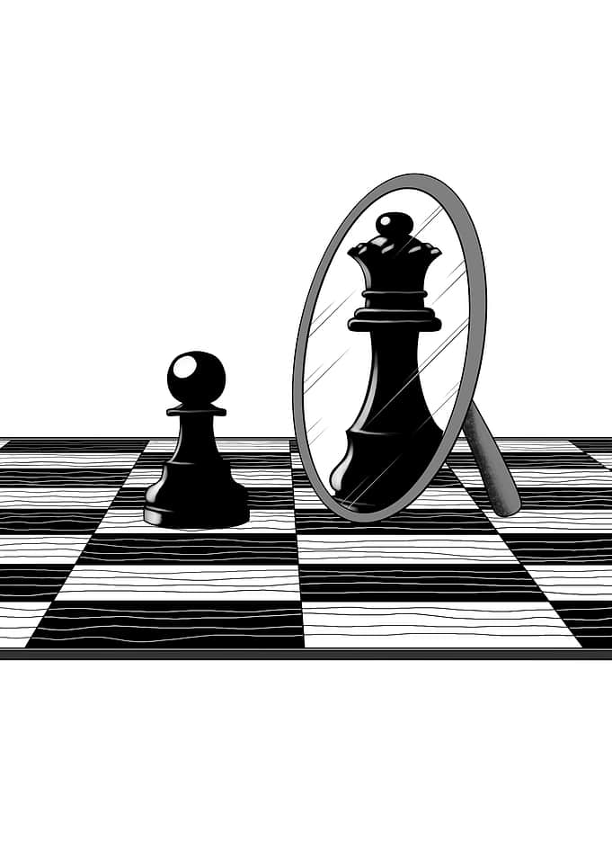 Chess Pawn Queen Reflection