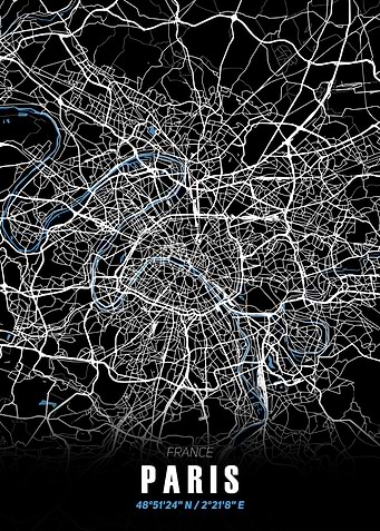 Paris City Map - Black and White