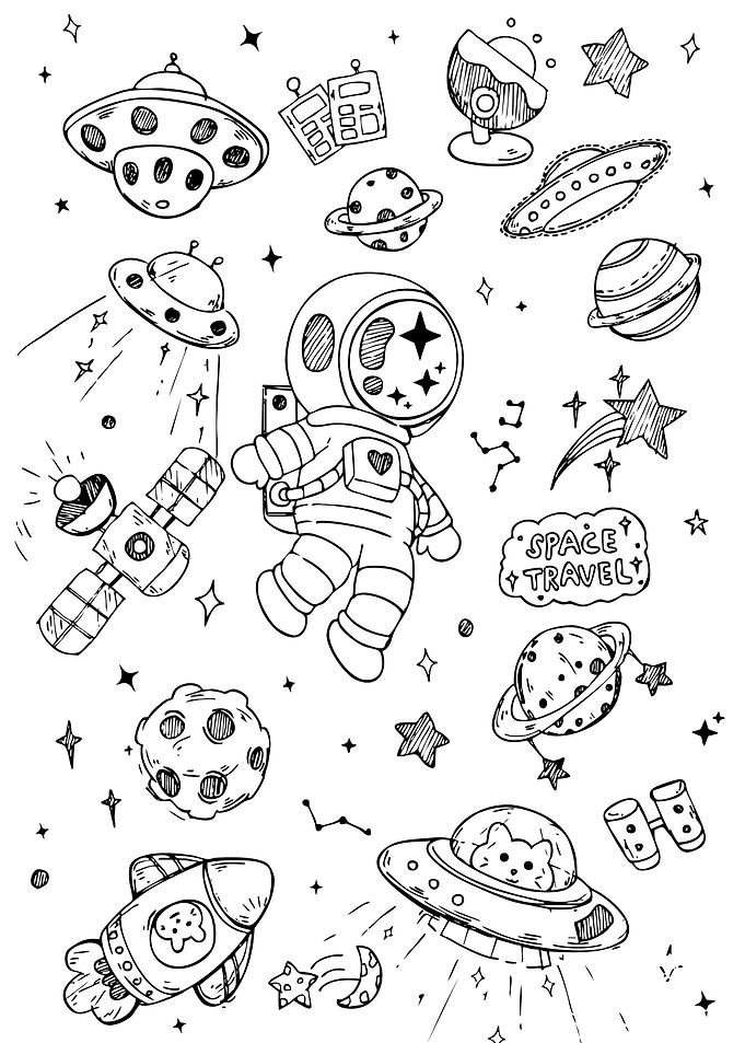 Space Travel Doodle Art