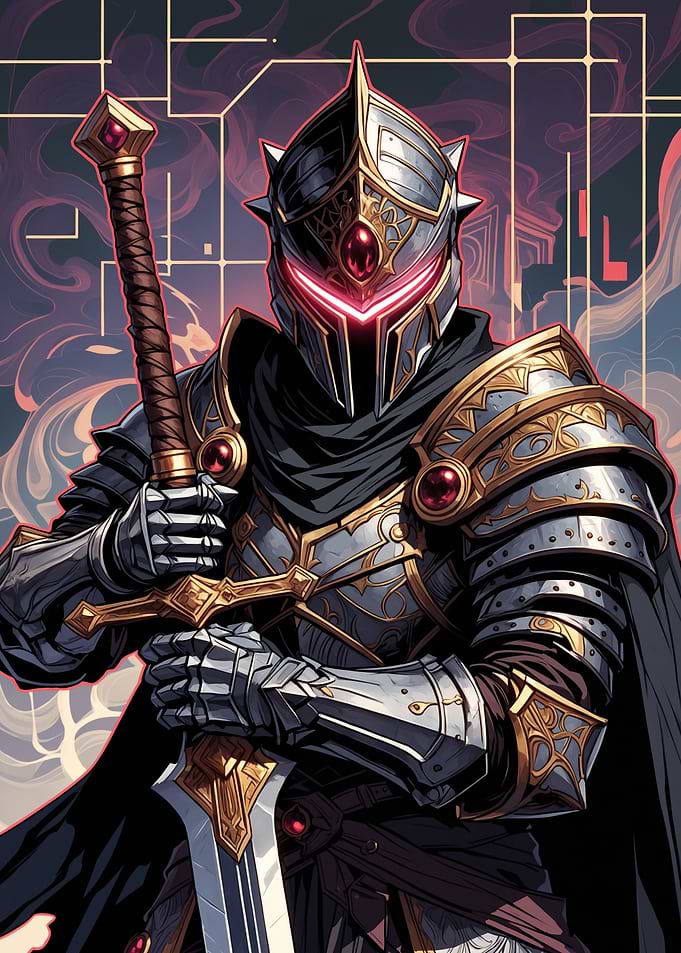 Armored Knight with Sword Digital Art