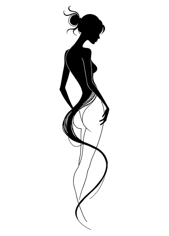 Elegant Minimalist Woman Silhouette Line Art