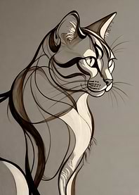 Cat Line Art Portrait