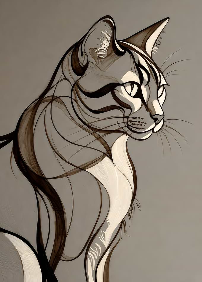 Cat Line Art Portrait