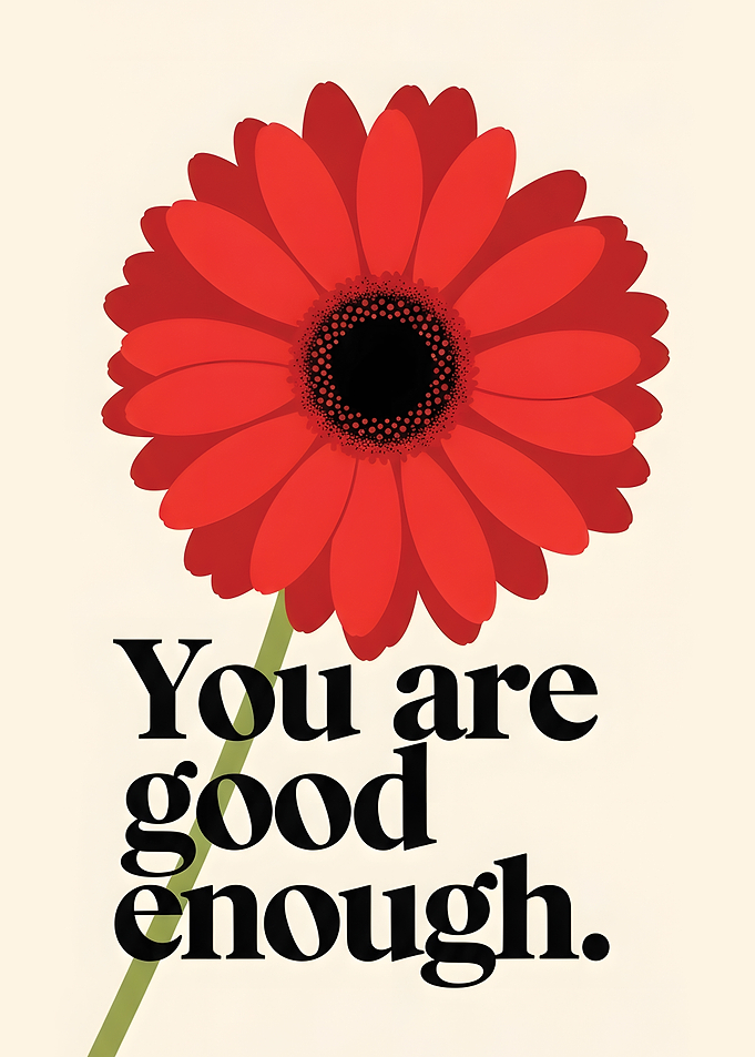 Red Flower with Positive Affirmation