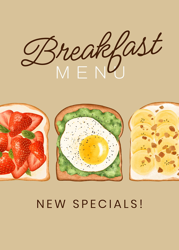 Breakfast Menu New Specials Illustration