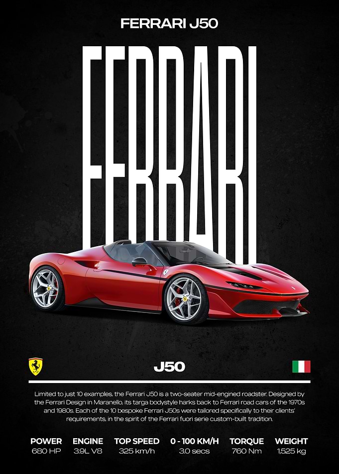 Ferrari J50 Red Sports Car Poster