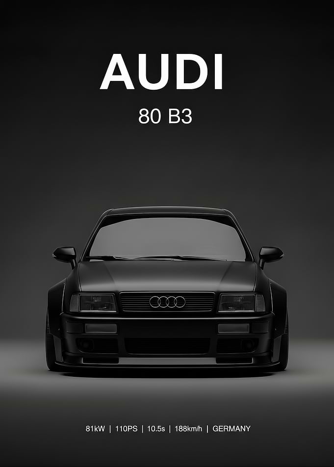 black Audi 80 B3 Car Portrait