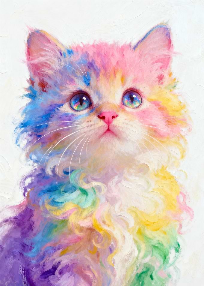 Colorful Kitten Portrait
