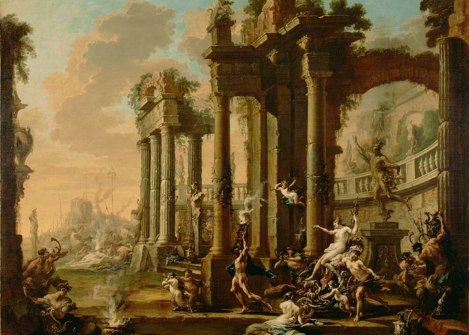 Classical Ruins with Figures Painting