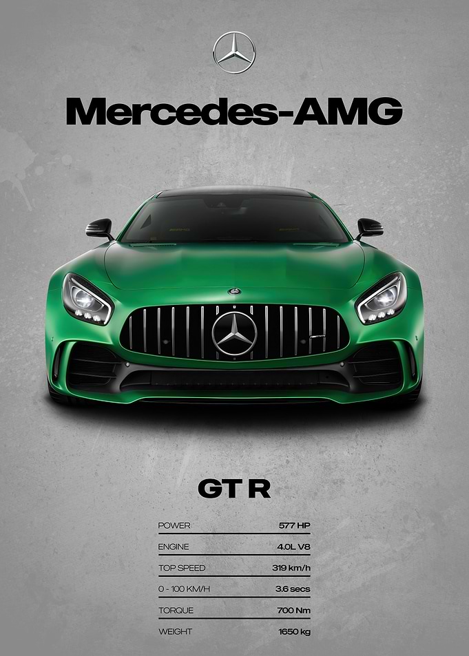 Mercedes-AMG GTR Green Car Poster