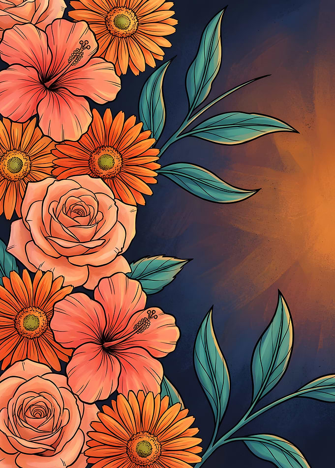 Floral Arrangement with Roses and Hibiscus