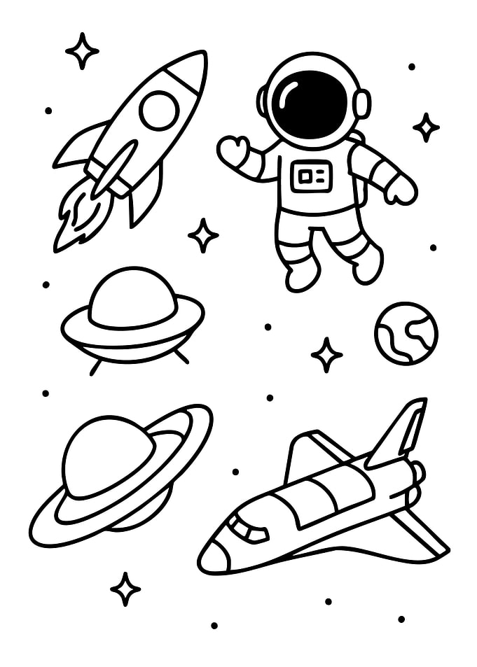 Space Exploration Line Art Illustration