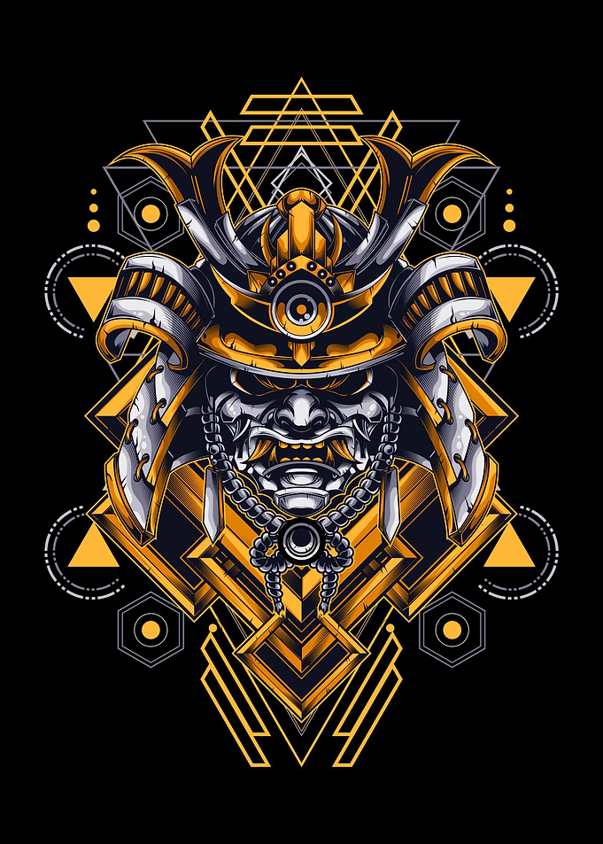 Samurai Mask Geometric Art