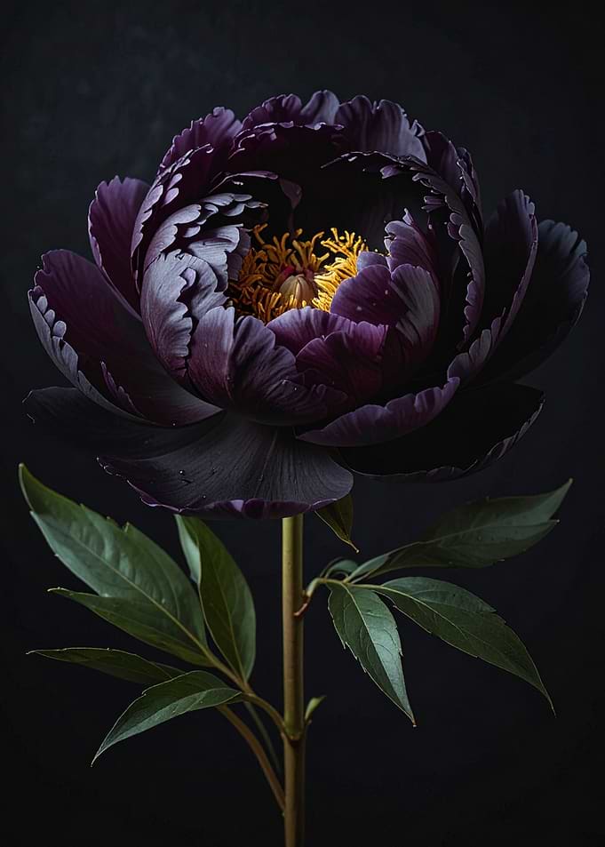 Dark Purple Peony Flower Still Life