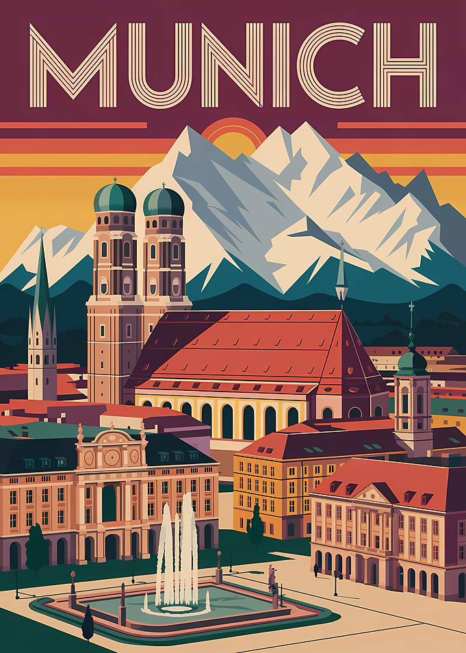 Munich Cityscape Travel Poster