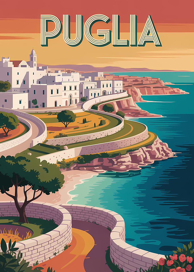 Puglia Italy Travel Poster