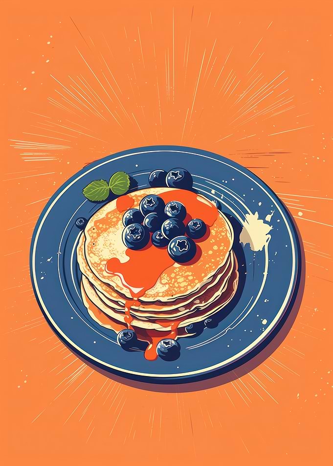 Pancakes with Blueberries and Syrup
