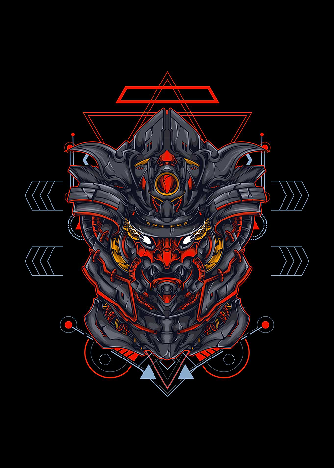 Cyberpunk Samurai Robot Illustration