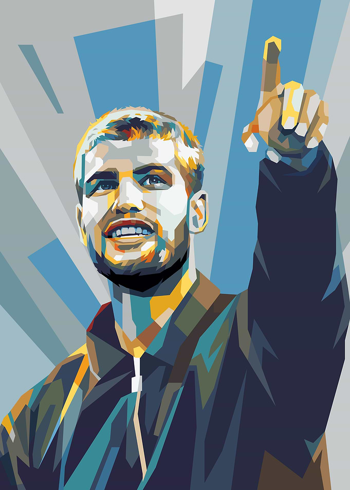 Carloz Alcaraz in colorful art illustration