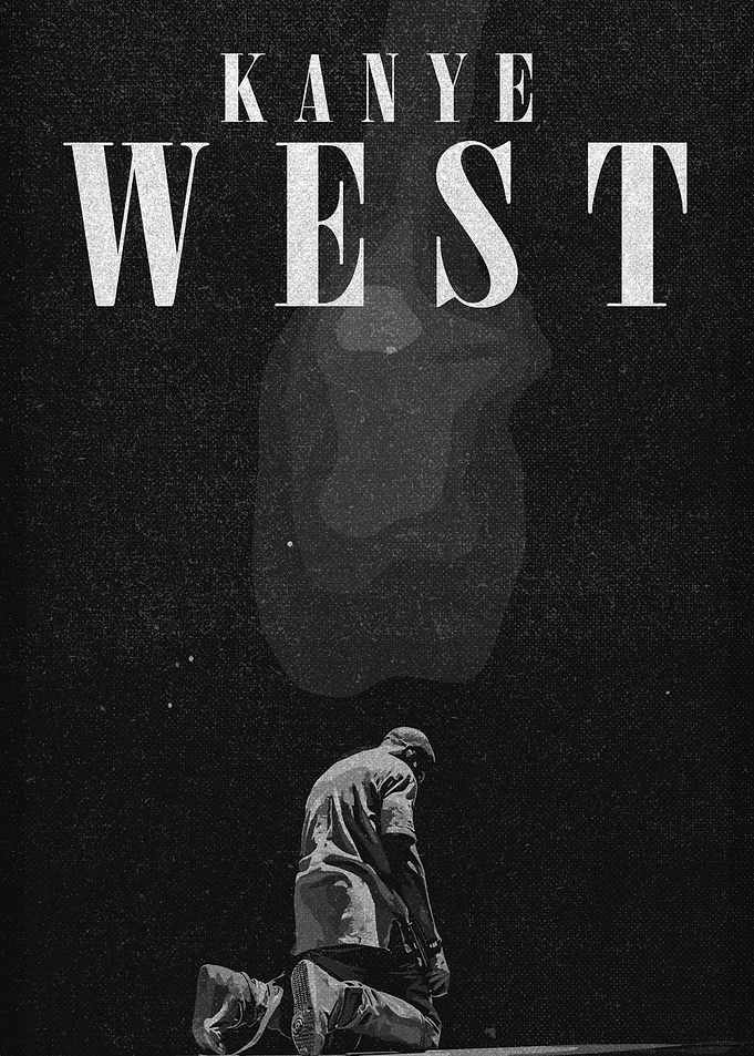Kanye West Black and White Poster