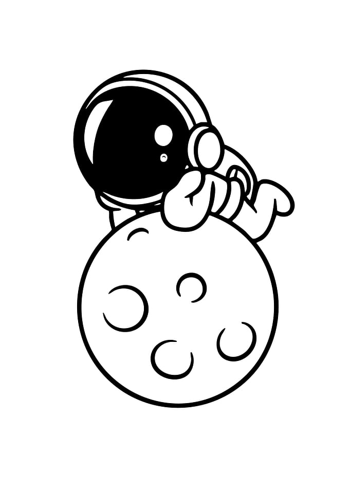 Cartoon Astronaut on the Moon