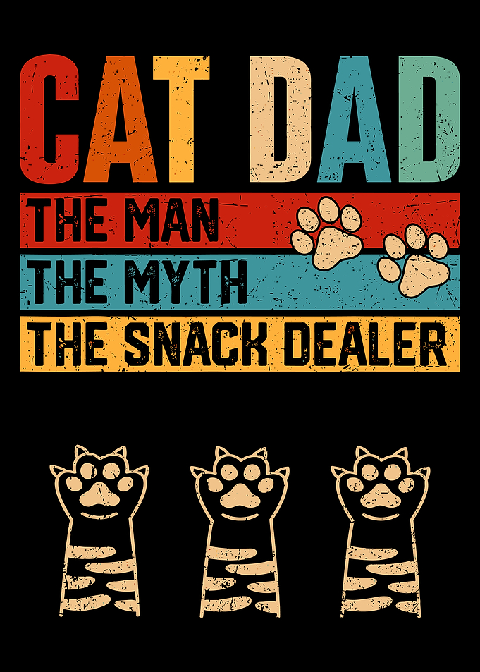 Cat Dad Poster, Retro Cat Lover Wall Art, The Man The Myth The Snack Dealer Print