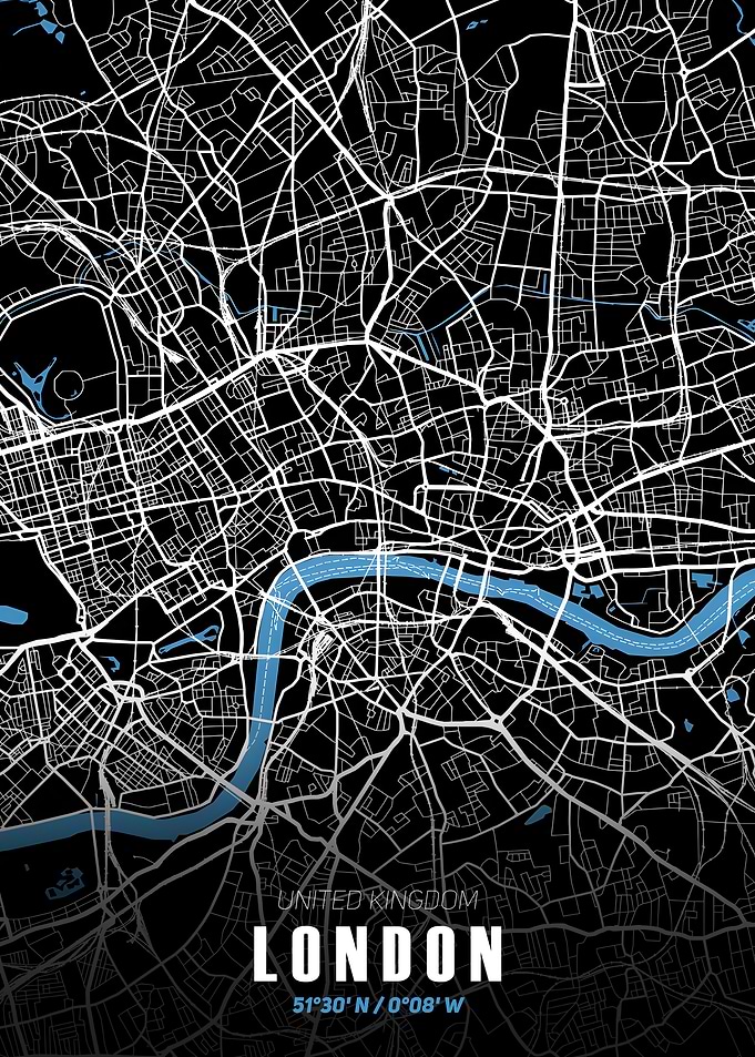 London City Map - Black and White