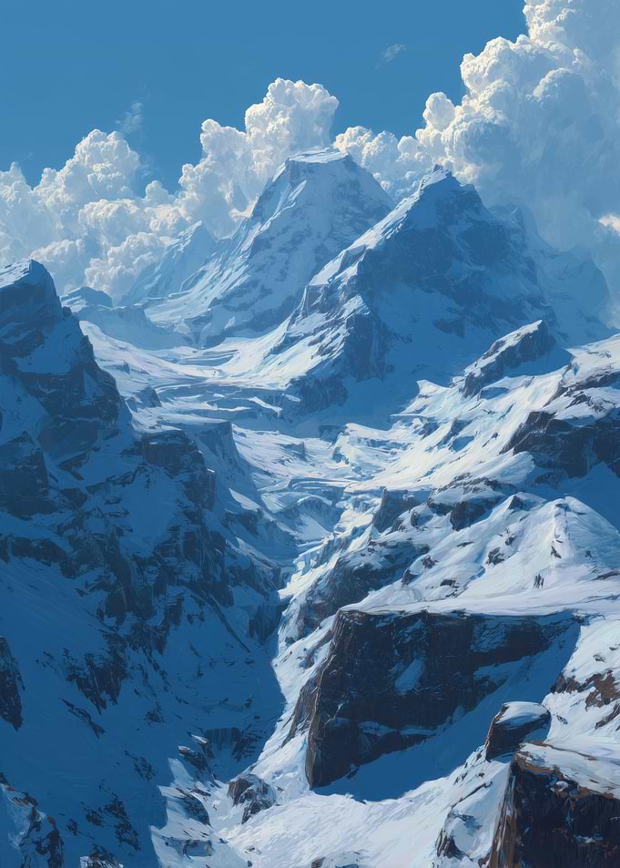 Snowy Mountain Range Landscape