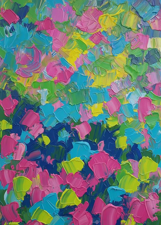 Abstract Floral Painting with Vibrant Colors