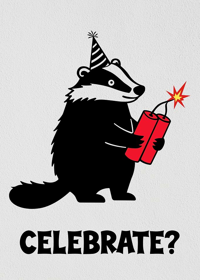 Celebrate? - Dark-Humor Mischievous Illustration