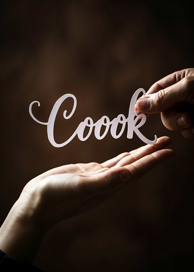 Cook word art in hands