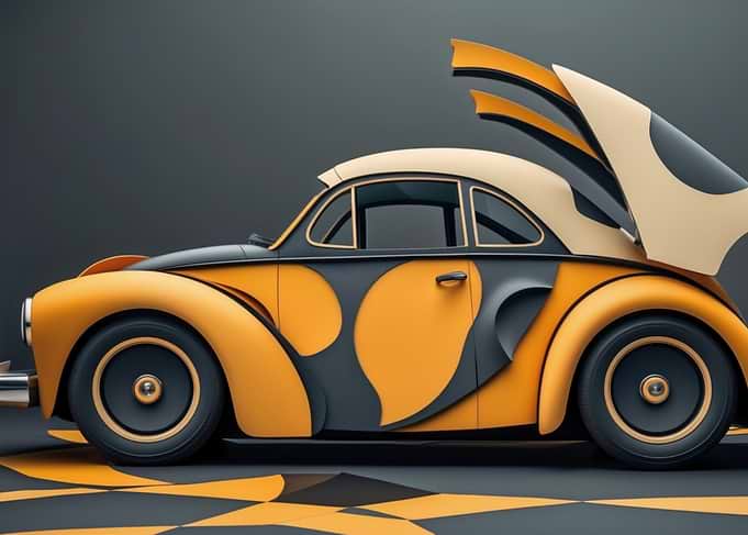 Stylized Yellow and Black Car