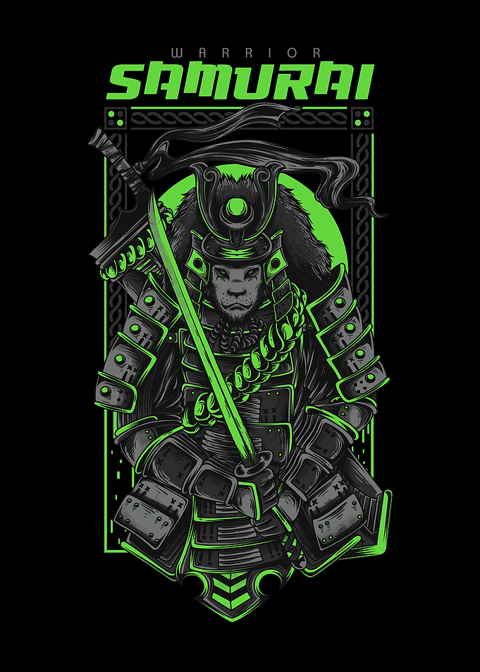 Samurai Warrior Lion Illustration