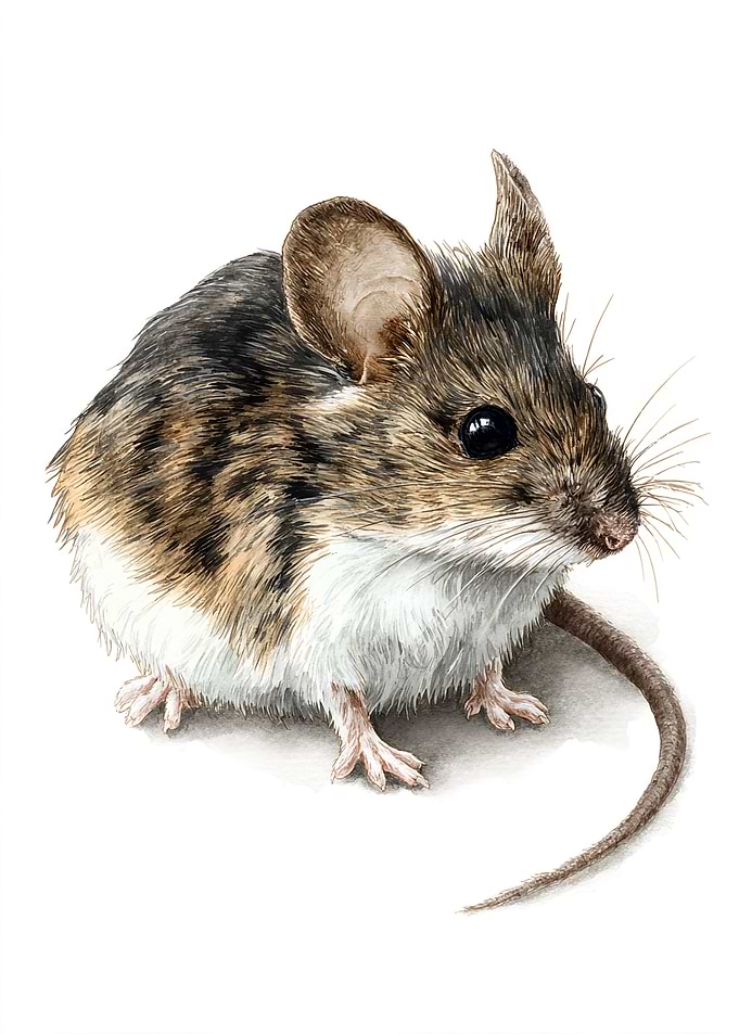Watercolor Painting of a Wild Mouse