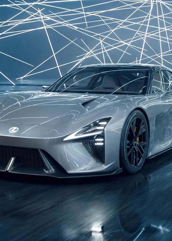 Silver Lexus Electric Car Studio Shot
