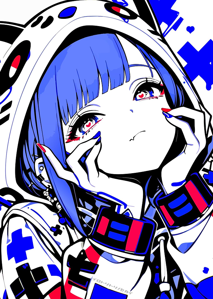 Anime Girl with Hood and Heart Eyes