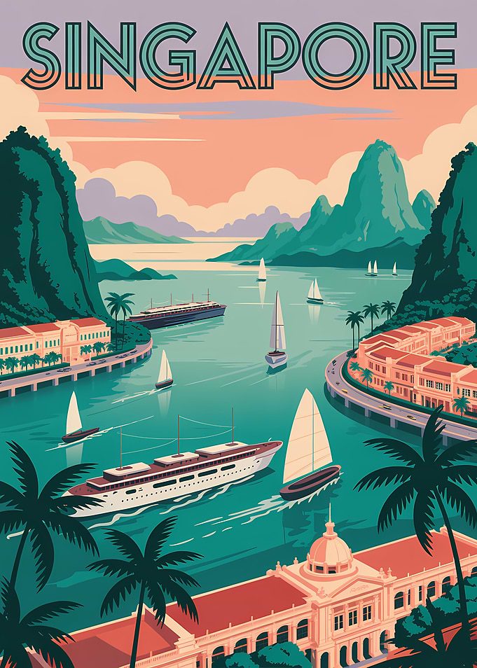 Singapore Travel Poster Art Illustration