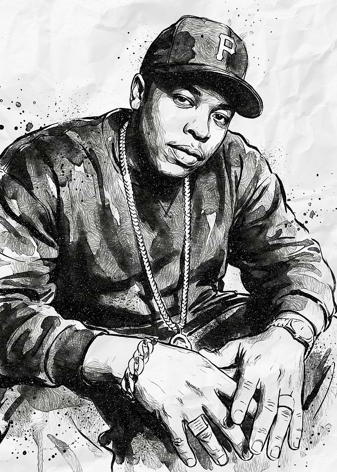 Dr. Dre Portrait in Black and White