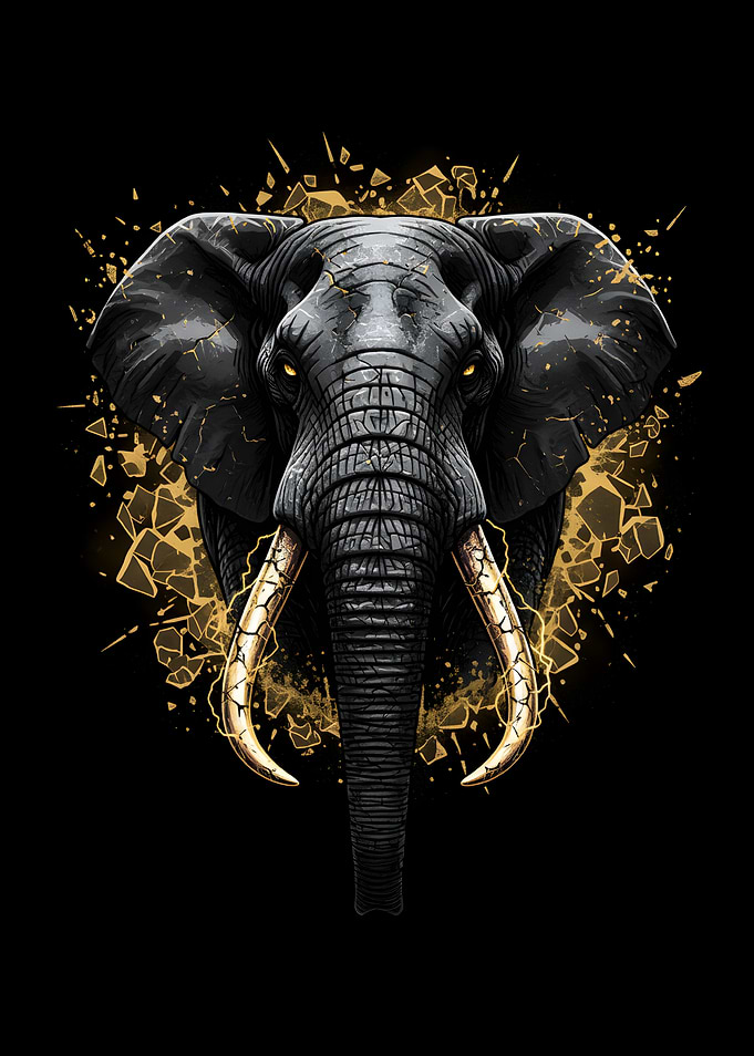 Majestic Elephant with Golden Accents