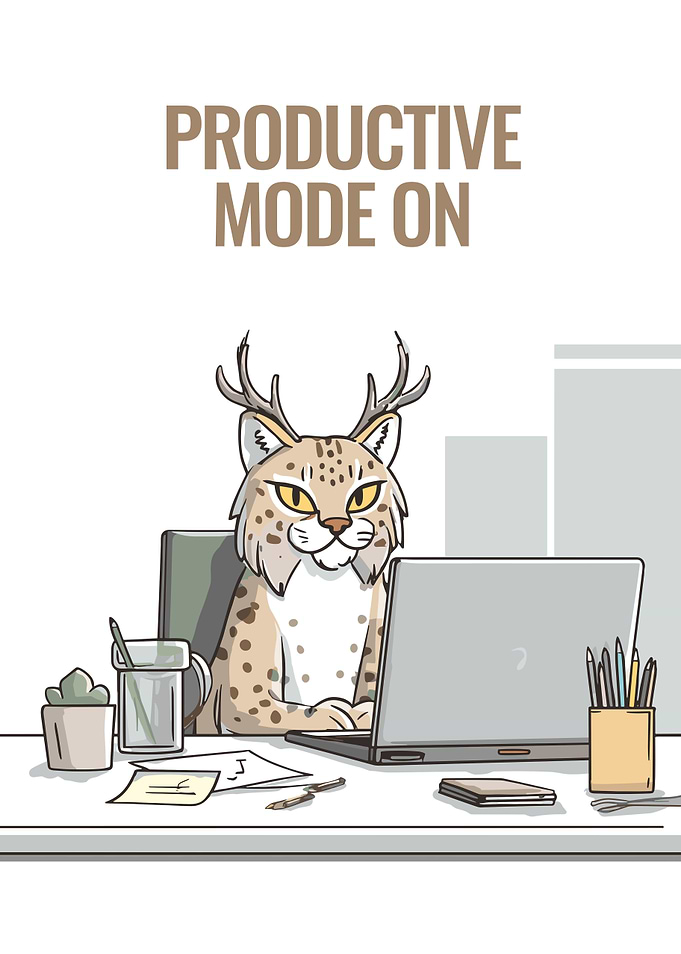 Productive Mode On Cartoon Illustration