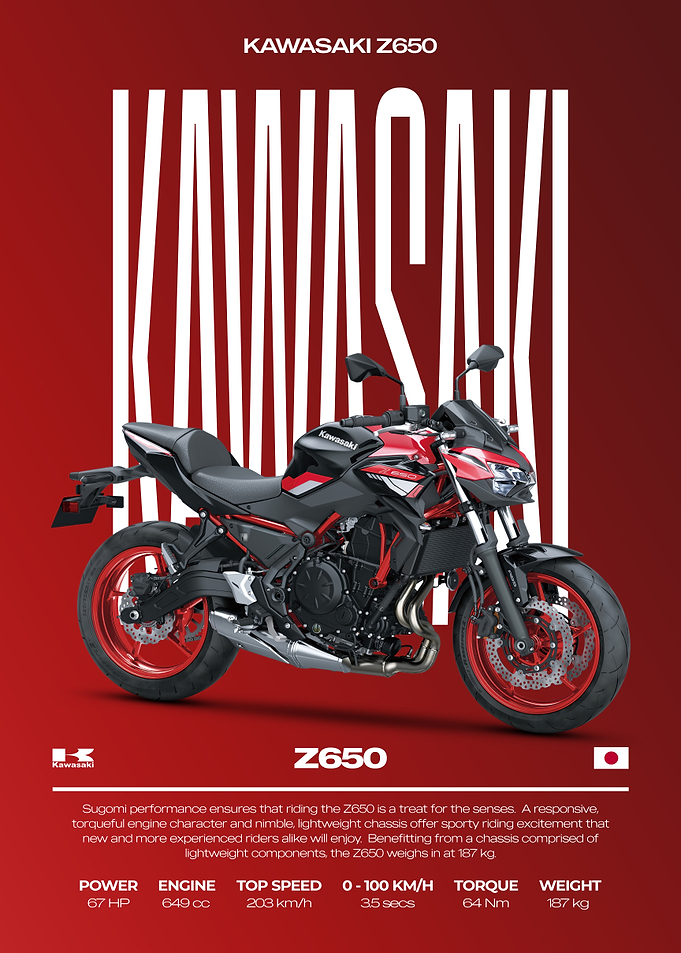 Kawasaki Z650 Motorcycle Poster