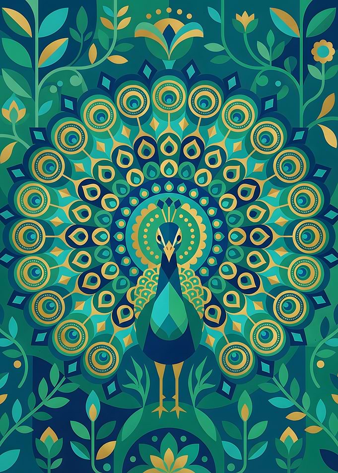 Geometric Peacock Illustration