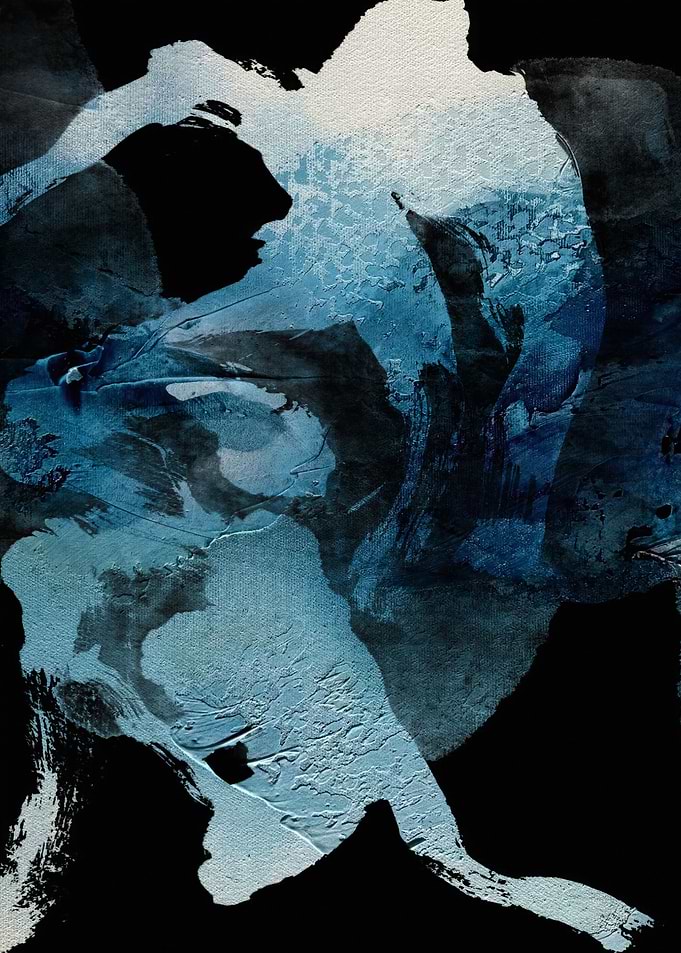 Abstract Blue and Black Painting