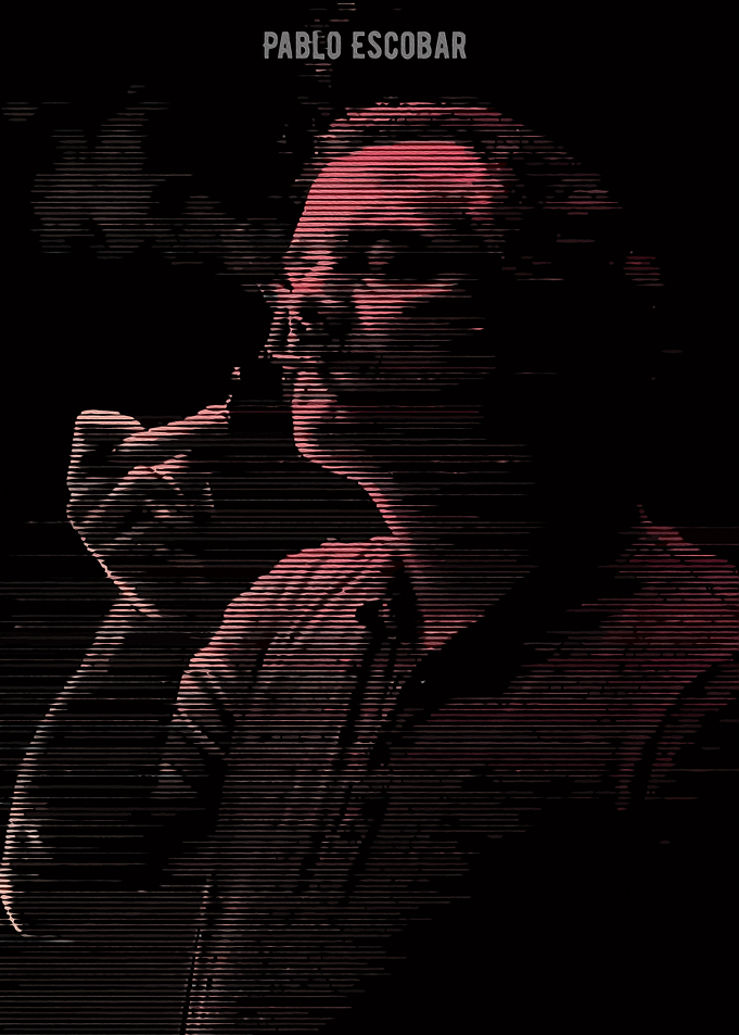 Pablo Escobar Portrait with Horizontal Lines