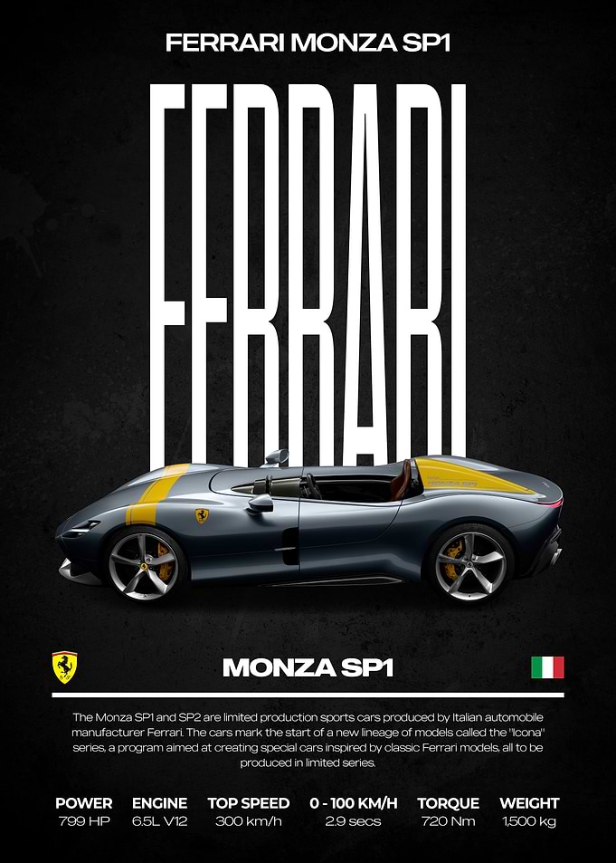 Ferrari Monza SP1 Car Poster