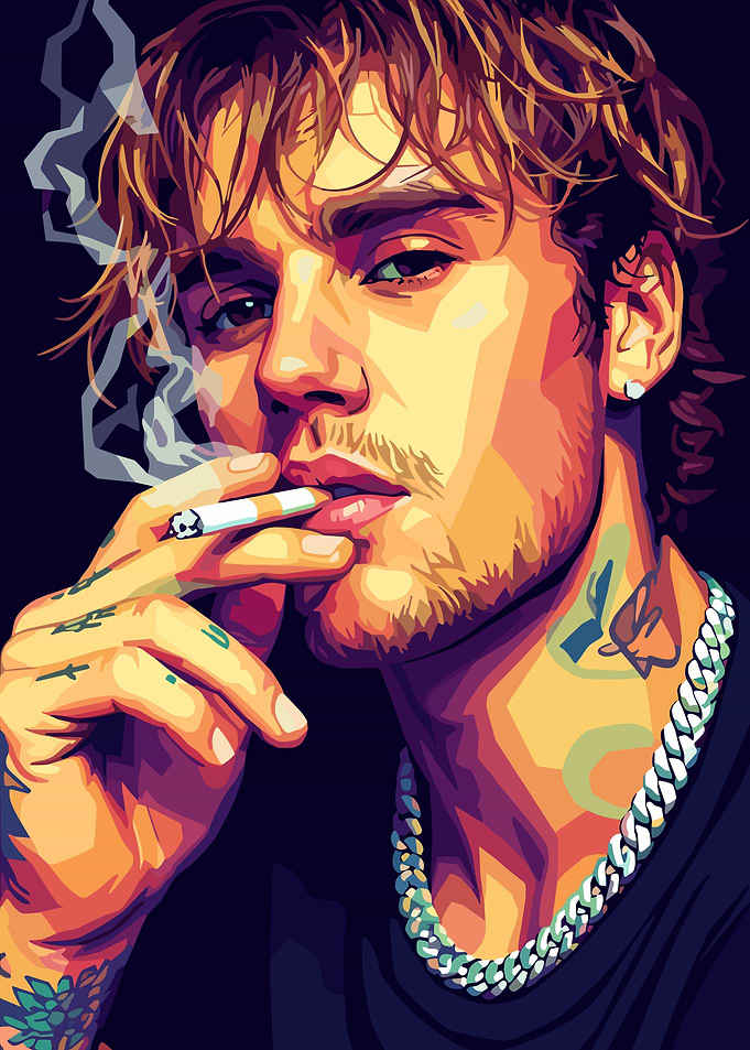 Justin Bieber Smoking Pop Art Portrait